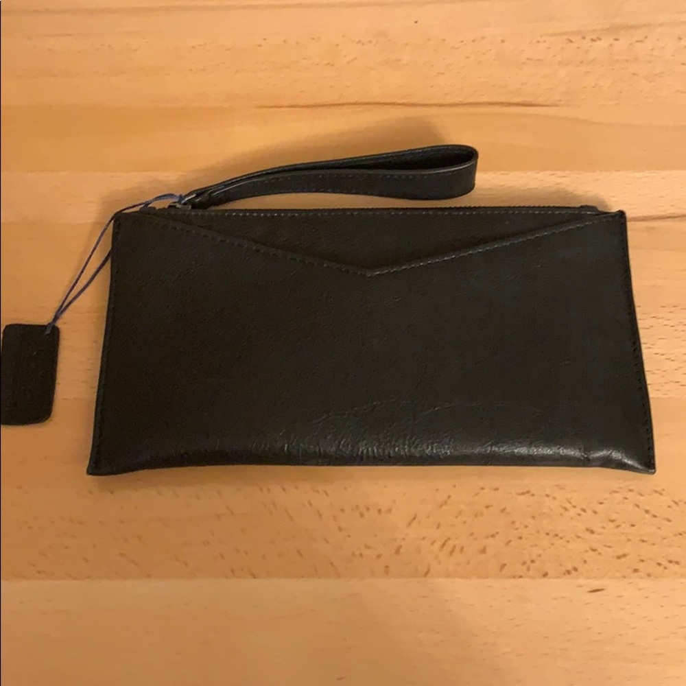Black leather wristlet